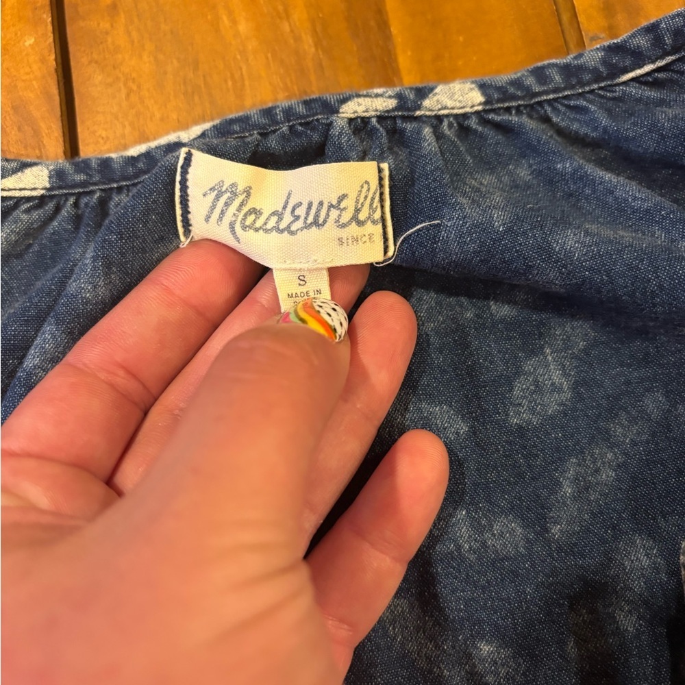 Madewell blue printed top women’s size small - Picture 2 of 6